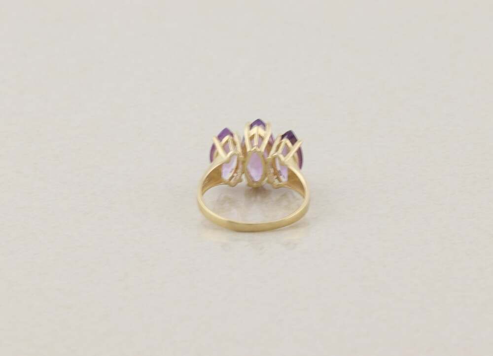 18k Gold Over Sterling Silver Natural Amethyst Ring Size 10 1/2 - Picture 6 of 7